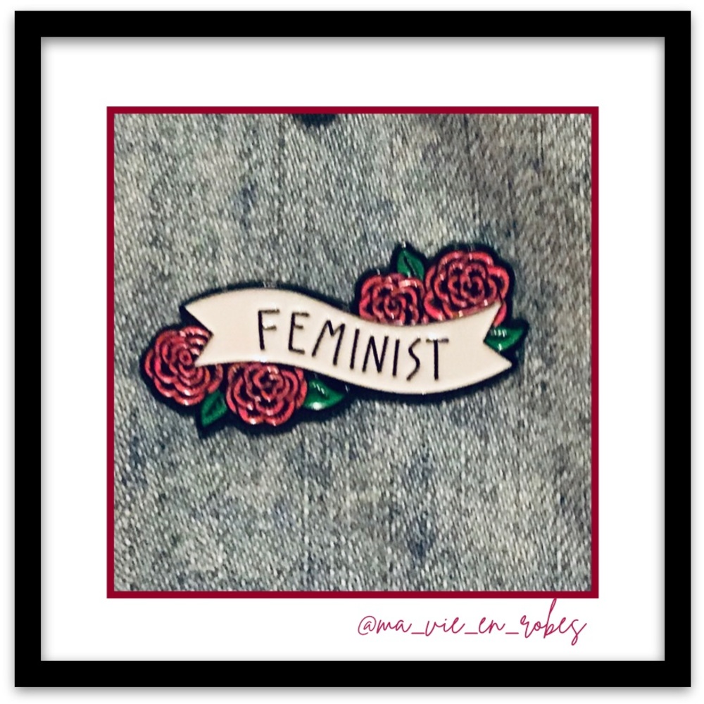 1 in stock!  🌺 Feminist Sash and Roses Lapel Pin!